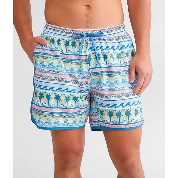 NEW BURLEBO printed swim trunks in palms and fins - Picture 1 of 6